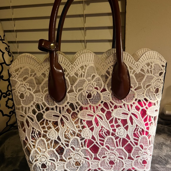 Laced tote, Mayan Fine Handcrafts - scarf wallet, coin purse bundle - Picture 4 of 12